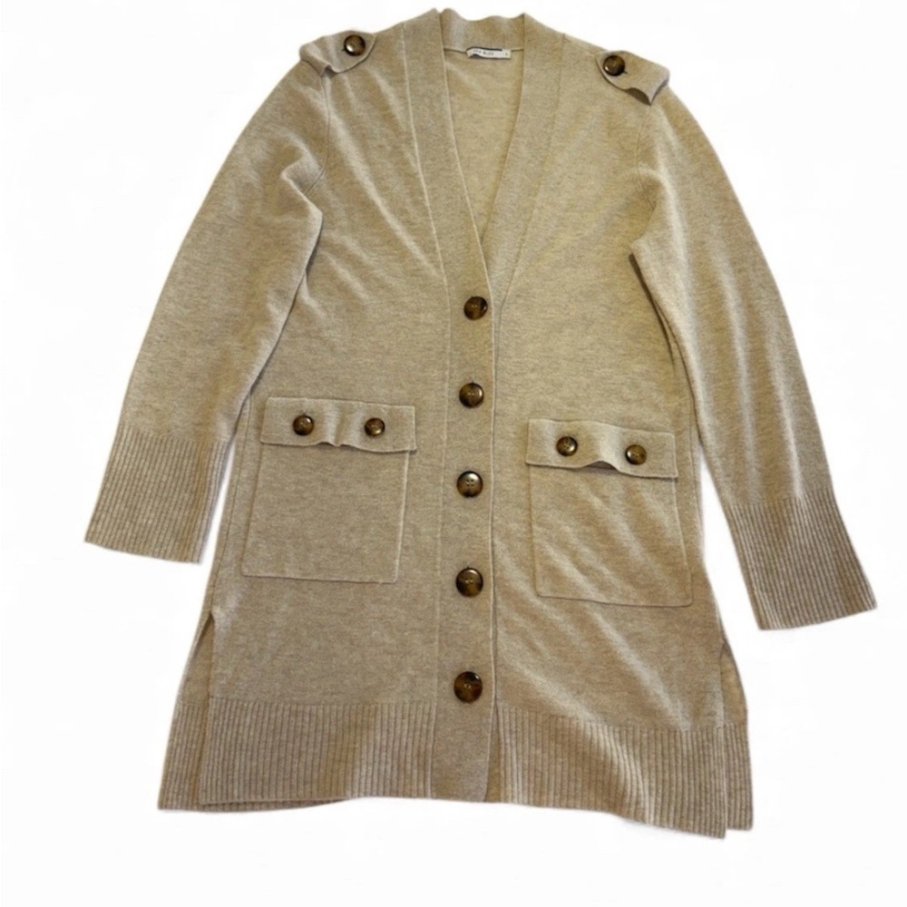 Sea Bleu 90% Wool 10% Cashmere Women's Tan Sweater with Button Accents